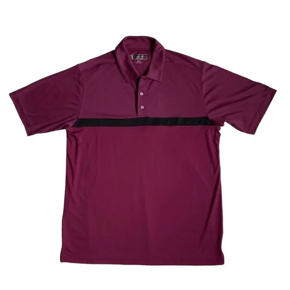 Pebble Beach Polo Shirt Dry-Luxe Performance Plum Sun Protection SZ L NEW